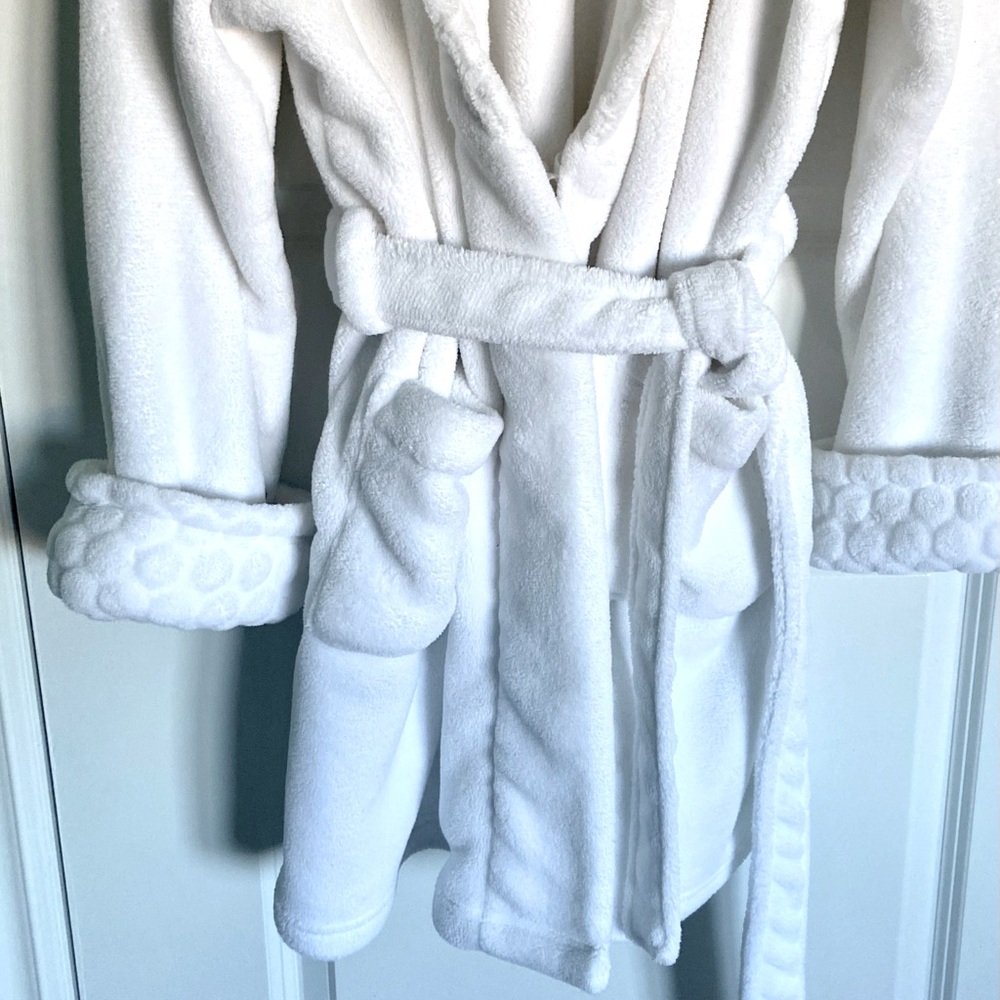 Croft & Barrow White Short Fleece Robe XL - Picture 3 of 8